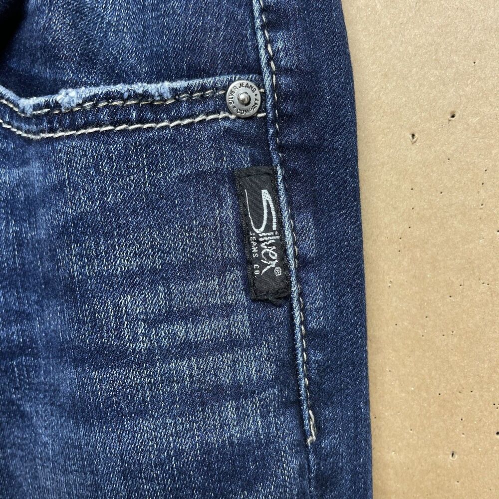 Silver Jeans Boyfriend Women's Size 28 Embroidered Stretch Blue Denim Jeans - Picture 9 of 9